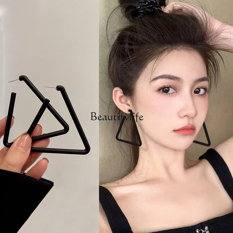 

High Profile Large Earrings Sterling Silver High Sense European and American Personalized 2023 New Popular