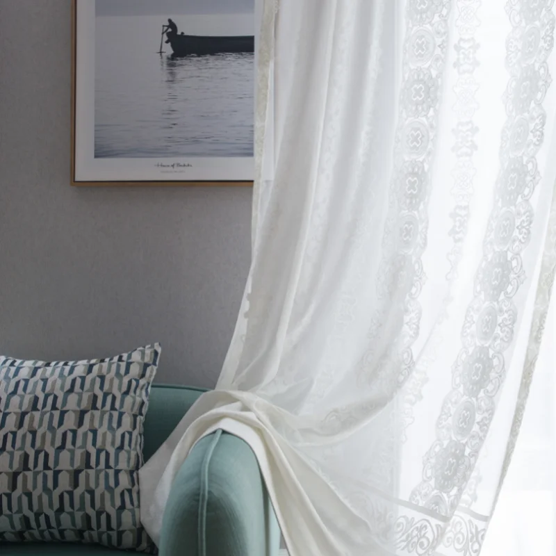

Modern Curtains for Living Dining Room Bedroom Minimalist Solid Color Jacquard Window Screen New Yarn Curtain