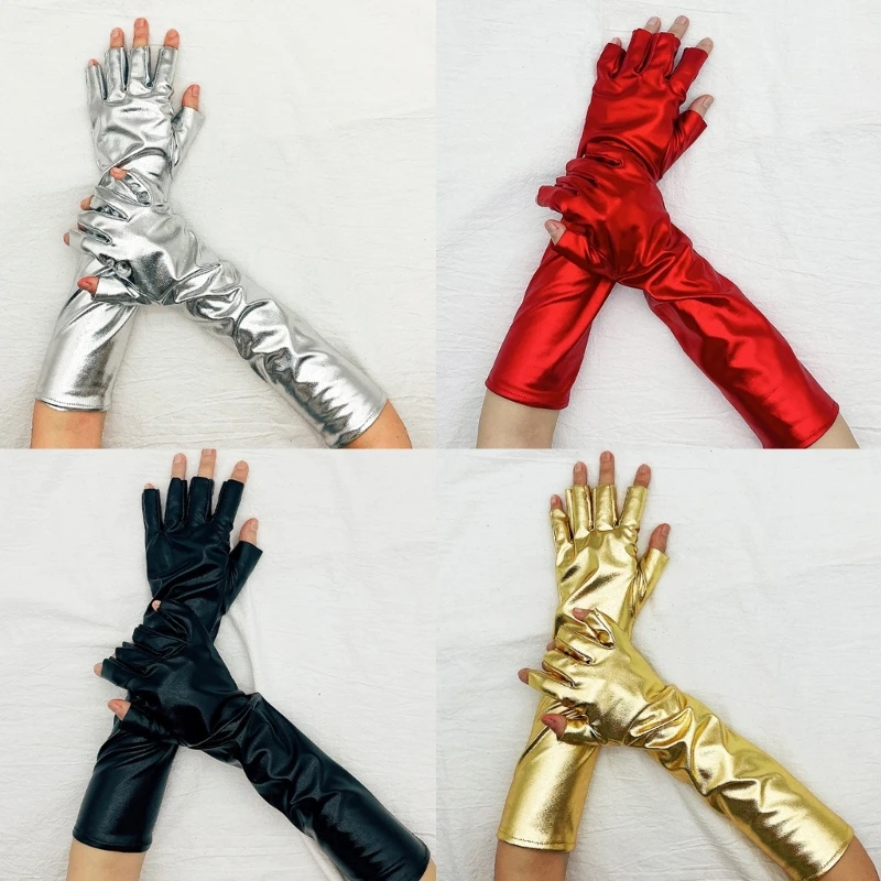 

Nightclub Metallic Gloves Party Christmas Half Finger Gloves for Concert