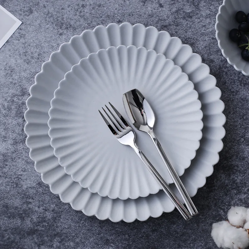 Japanese Style Daisy Dinner Plates and Bowls Sets, Nordic Ceramic Soup Bowl, Dessert Plate, Kitchen Crockery, House Warming Gift
