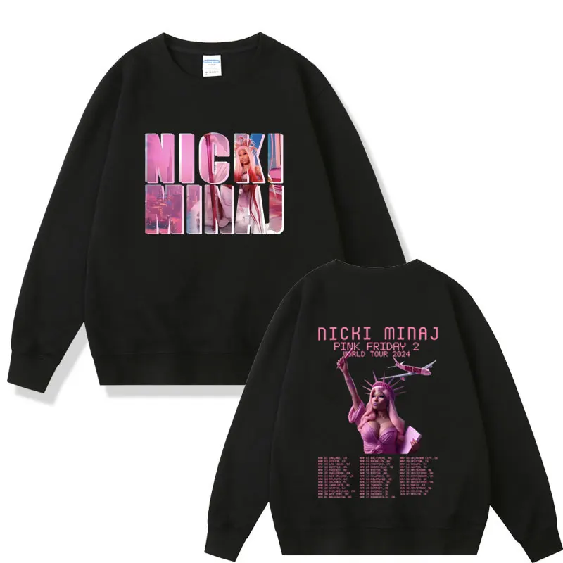 Rapper Nicki Minaj Pink Friday 2 2024 World Tour Print Pullover Rare Queen of Rap Album Cover Sweatshirt Men's Hip Hop Pullovers