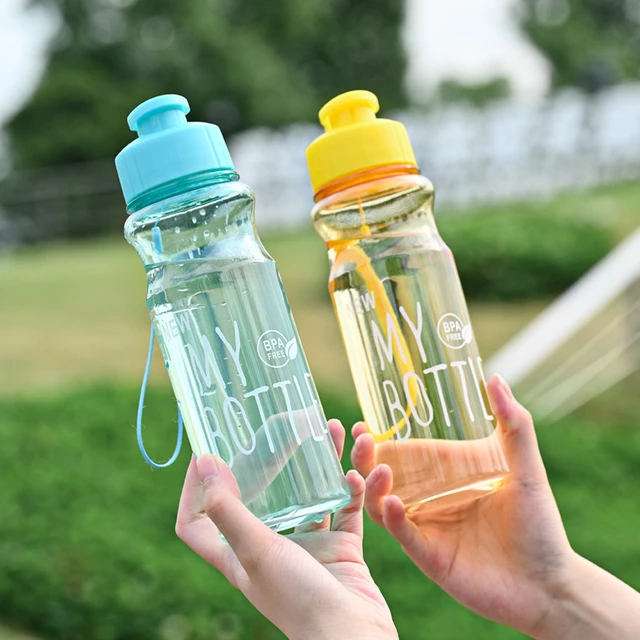 Botella de agua transparente portátil, vaso deportivo para beber