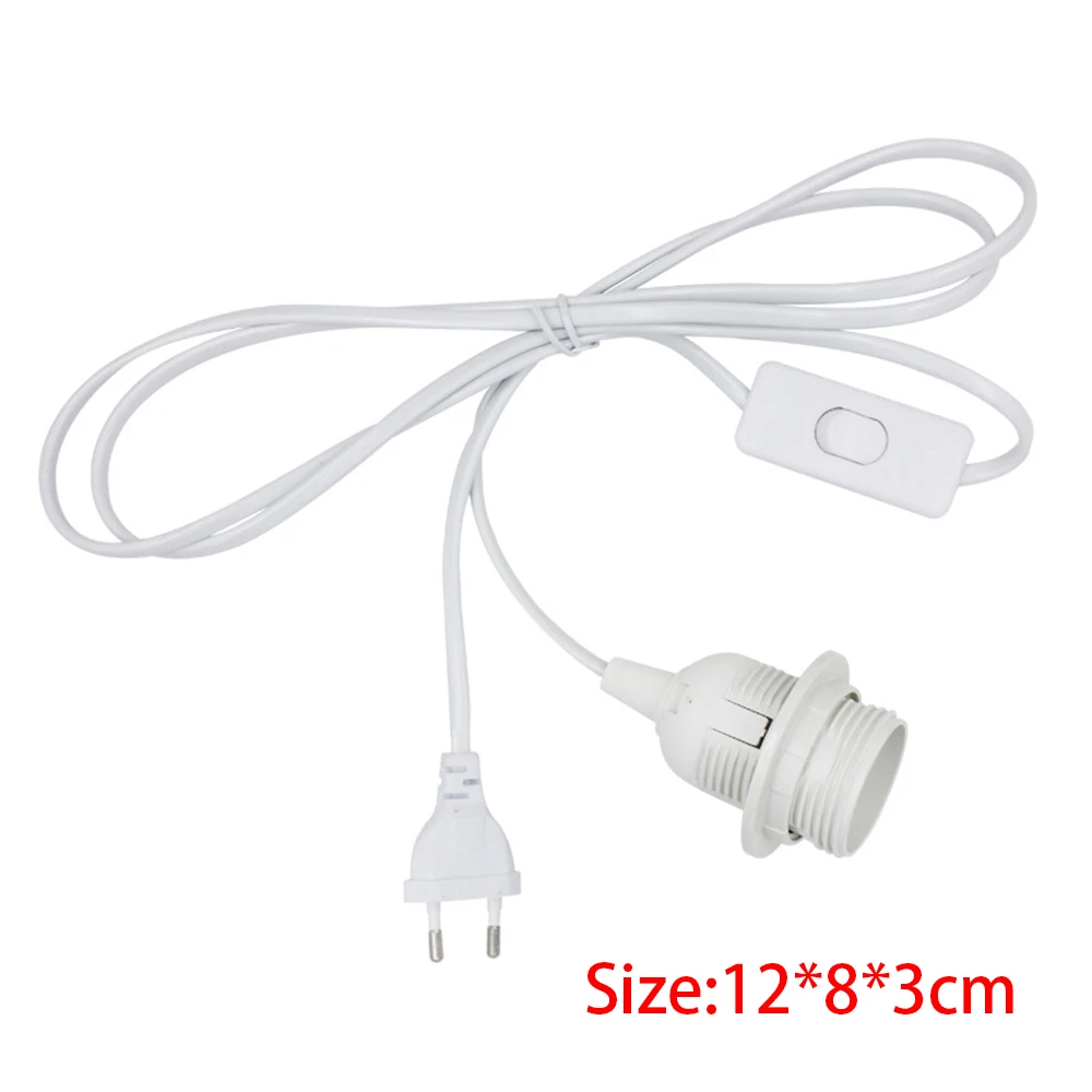 EU US Plug 1.8m Power Cord Cables E27 Full Teeth Lamp Base Holder With Switch Wire For Pendant Led Light Bulb lamp Accessory