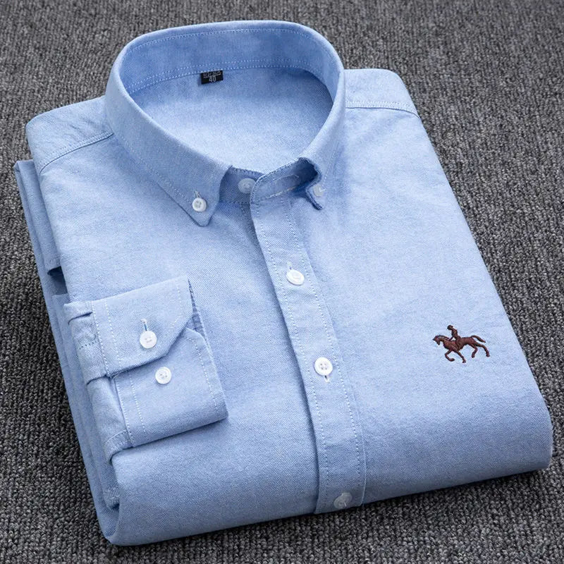 

Men's Long-Sleeved Oxford Shirt 100% Cotton Smart Casual Men Clothing Thick Plus Size 4XL 5XL 6XL Office Oversized Dress Shirts