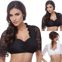 Chemisier en dentelle à armatures pour femme, 1 pièce, élégant, pour Dirndl, blanc, en dentelle, pour la lingerie de l'Oktoberfest 3