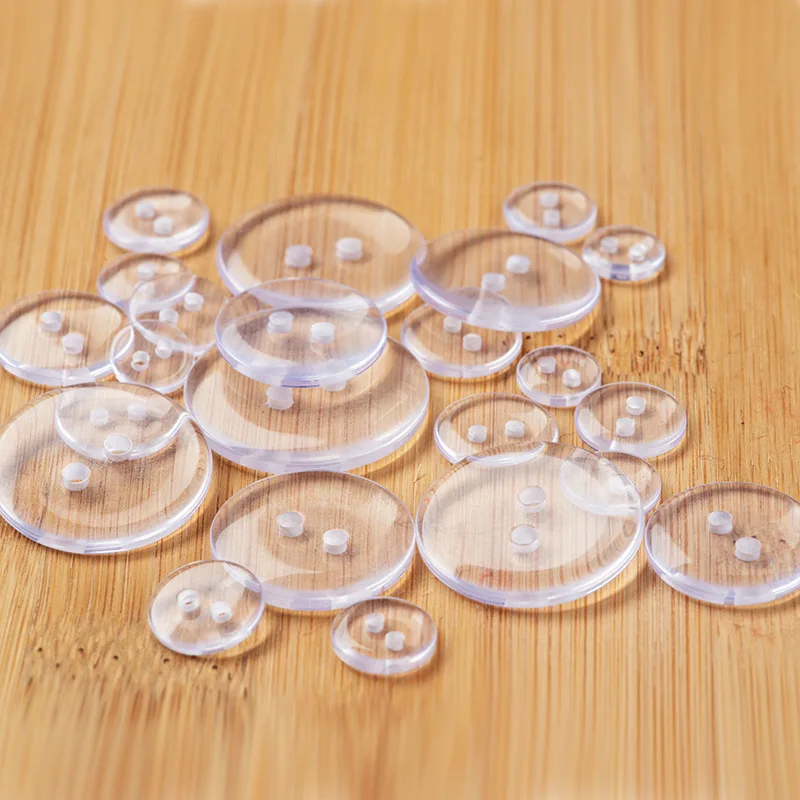 9-25mm Transparent Plastic Buttons Clear Sewing Resin Shirt Two