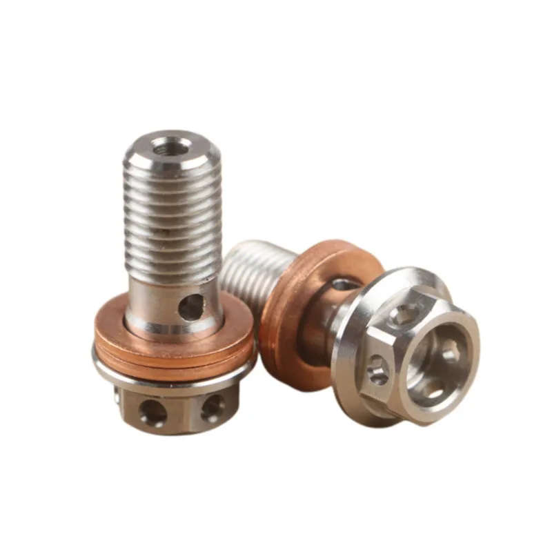 Motorcycle Banjo Bolt Brake Hose Screw M10*22mm*1.25mm 1.0mm Universal Hollow Outer Hexagonal Fine Tooth Disc Caliper