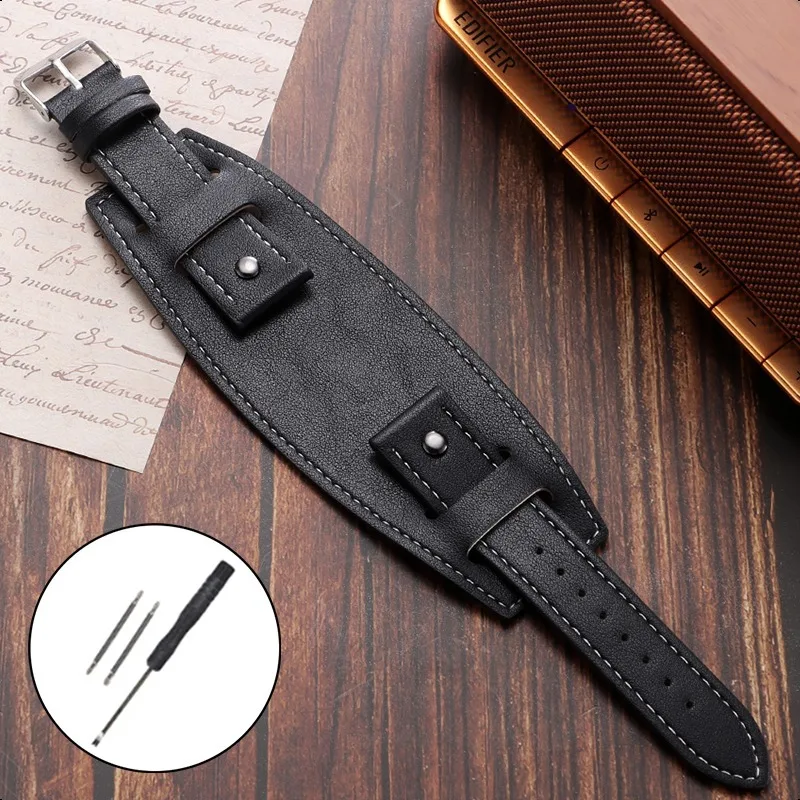 Vintage Cowhide Leather Wristband with Matte Base Tray