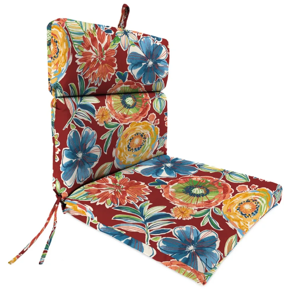 

Chair Cushion Free Shipping Home Decorations Berry Red Floral Rectangular Outdoor Chair Cushion With Ties and Hanger Loop Garden