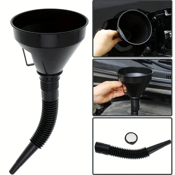1 Pc Multi Functional Flexible Automotive Fuel Funnel: Spill-Proof Refueling & Oil Changing Tool with Wide Mouth & Handle 1