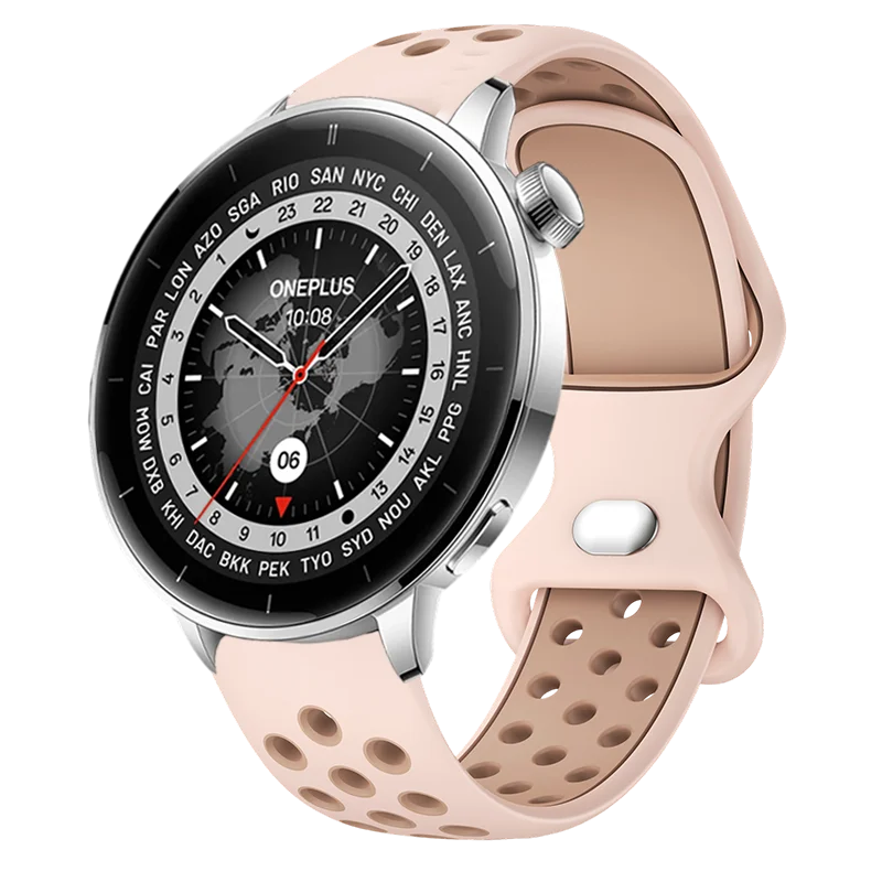 Two-Tone Round Hole Sport Breathable 18mm Band with 8-Shaped Buckle