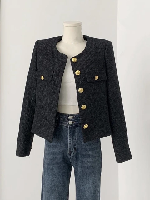 女性のためのヴィンテージのツイードジャケット,高品質,エレガントな韓国のコート,新しい春のコレクション2023