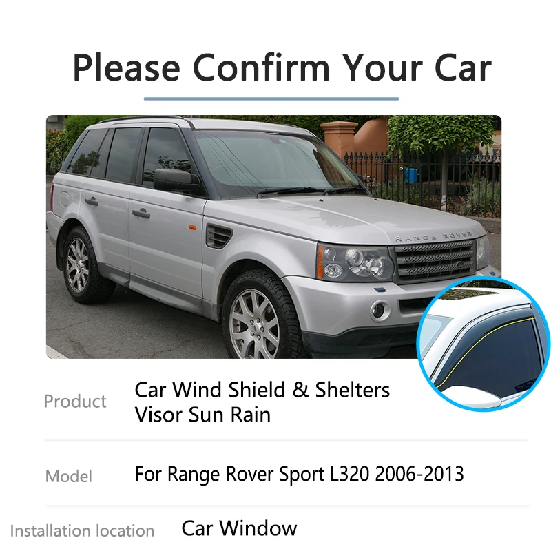 4pcs For Range Rover Sport L320 2006~2013 Rain Sun Window Visors Deflector Guards Awnings Trim Cover Door Vent Car Accessories