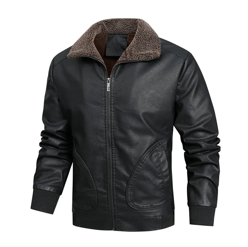 

Winter Hot Selling Men's Motorcycle Jacket Thickened and Warm Men's PU Jacket Casual Daily Bicycle Men's Leather Jacket Coats