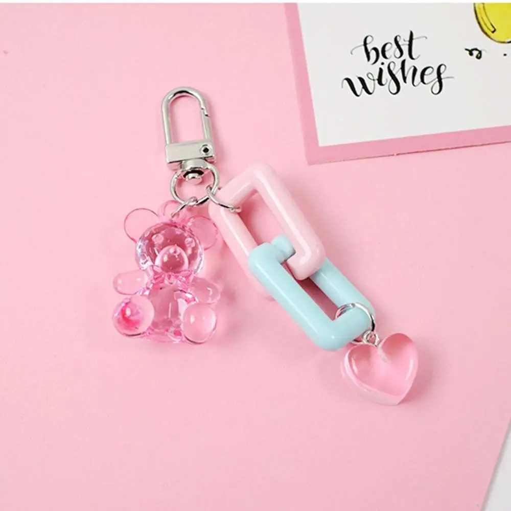 Accessories Cartoon Key Holder Mobile Phone Chain Bag Pendant Decoration Crystal Bear Key Chains Korean Style Key Ring