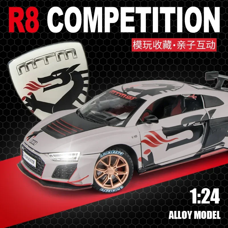 

Модификация спортивного автомобиля Audi R8 1:24, модель автомобиля из литого металлического сплава со звуком и светом, коллекционная детская игрушка в подарок
