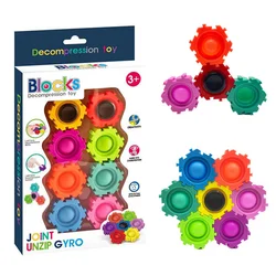 Spinner Fidget pour enfants, Puzzle à fossettes, blocs de construction, toupie, Anti Stress, jeu Gyro 