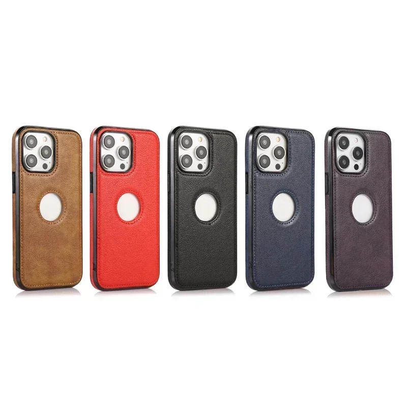 Premium Business Leather Phone Case - Slim & Stylish with Logo Cutout