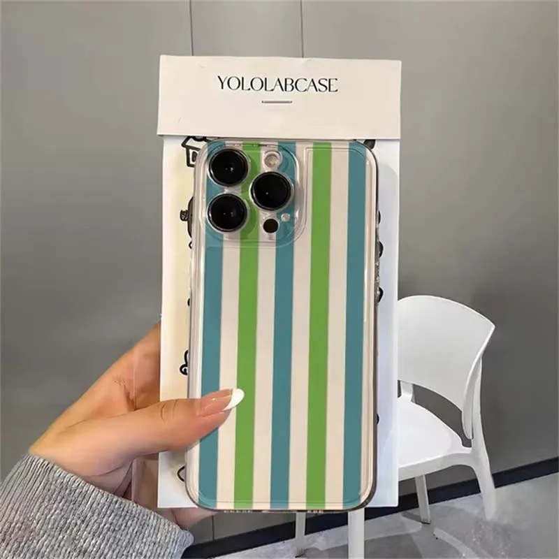 Simple Colorful Vertical Striped Pattern Silicone Phone Case
