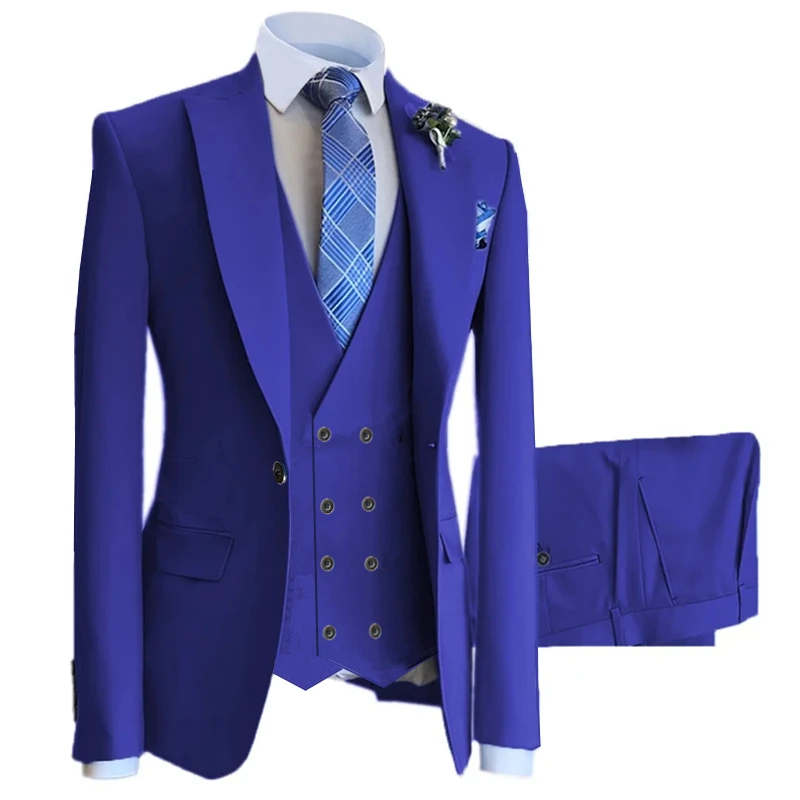 3 Pcs Set Blazers Jacket Vest Pants / Fashion New Men's Casual Business Solid Color Slim Fit Suit Coat Trousers Waistcoat