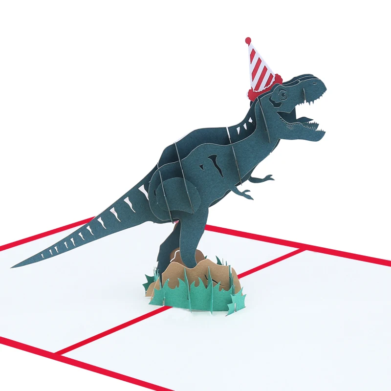 3D Dinosaur Pop Up Birthday Card, Birthday Hat, Candy Cake, Girlfriend, Wife, Dad, Party Invitation, Greeting, Anniversary Gifts