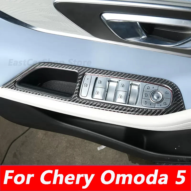 

For Chery Omoda 5 2022 2023 Inner Door Bowl Patch Carbon Fiber Center Control Glass Lift Protection Interior Trim Accessories
