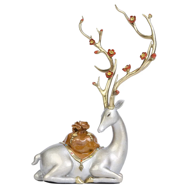 Creative Copper Plum Blossom Deer Statue Crafts Home Living Room Desk Office Entrance Bookshelf Decoration Opening Gifts - Image 6