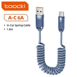 Toocki 100W Fast Charging Telescopic USB Type C Cable - 1.8m (A - C Blue)