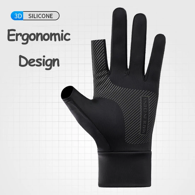 Summer Men Women Gloves Fitness Sports Fishing Cycling Ice Silk Breathable Elastic Sun Protection Touchscreen Driving Gloves