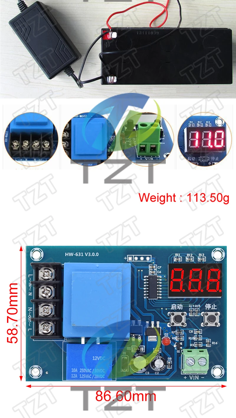 XH-M602 Digital Control Battery Charging Control Module AC 220V Lithium Storage Battery Charger Control Switch Protection Board – Detail 3
