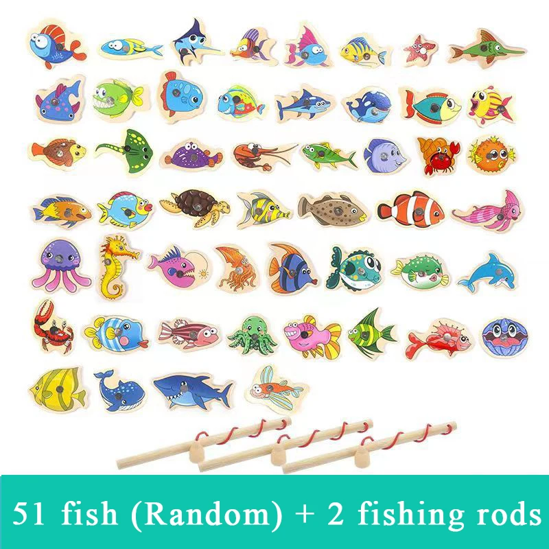 Magnetic Fishing Game Suitable For Young Children Wooden Letter Puzzle Maze Board Preschool ABC Capital Letter Matching Game 6