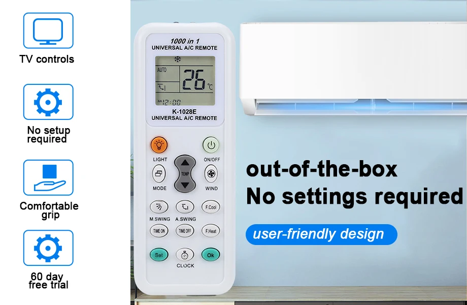 1000 in 1 Universal A/C Remote Control For Panasonic Sharp Samsung Fujitsu Gree Guangda Guqiao Haier Helton Hemilton Hicon Sanyo