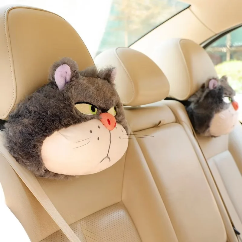 Disney Cartoon Cute Cinderellas Lucifers Cat Stuffed Plush Doll Car Neck  Pillow Headrest Anime Kawaii Plushie Seat Belt Cover