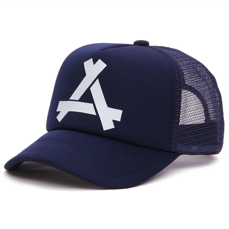Venta caliente unisex con estampado de letras A, gorras de béisbol de red, gorra de hip hop, gorras casuales ajustables para exteriores, gorra con protección solar para primavera y verano_voghion.com