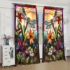 2pcs Stained Glass Dragonfly Printed Curtain - Artistic Home Decoration Curtains, All Season Decorative Curtains 1