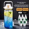 1.5/2 liter Water Bottle Portable Plastic Sports Bottle With Straw Strap Large Tumbler Gym Travel Juice Drinking Bottle BPA Free 4