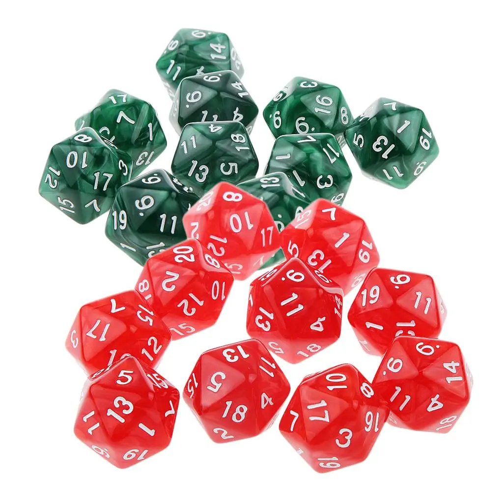 20Pcs/Pack Twenty Sided Dice Acrylic Digital Die D20 for Board Game