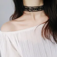Collier de fleurs en dentelle pour femmes, noir et blanc, Sexy, Harajuku, gothique, court, ras du cou, accessoires de fête, nouvelle collection 4