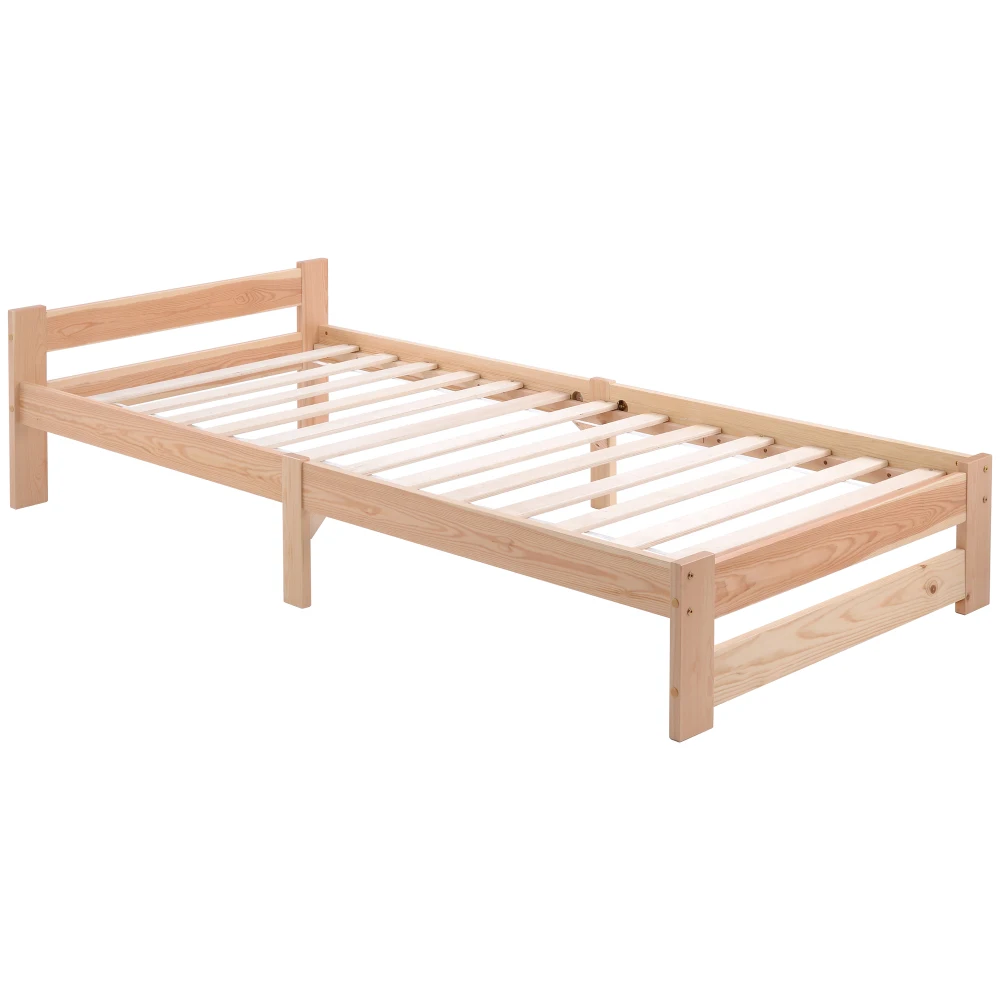 PINGGO Massivholzbett Futon Naturholzbett mit Kopfteil und Schiefer Naturfreundliches Massivholzbett für Komfort ohne Matratze – Detail 18