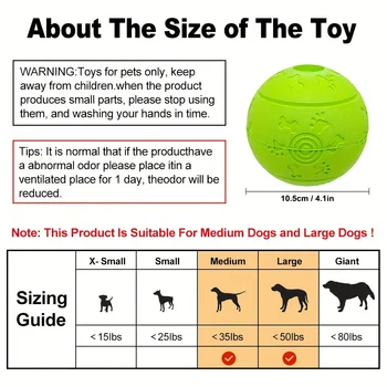 1pc Interactive Treat Dispensing Dog ToyNatural Rubber Chew Ball, Durable Non-Toxic Pet Grinding Toys Food Leakage Bone Patterns 6