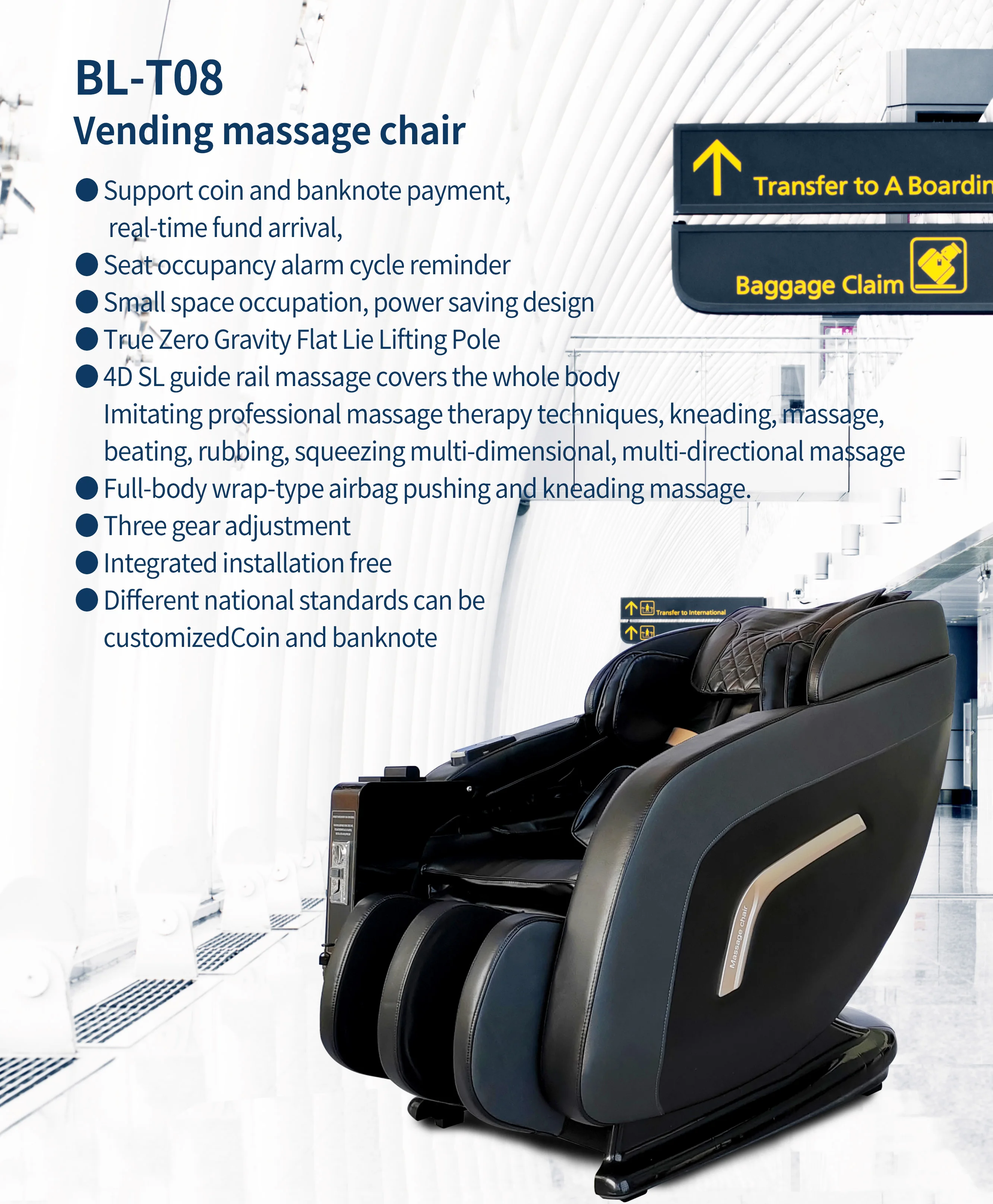 Wholesale Commercial PU Leather vending Massage Chair coin