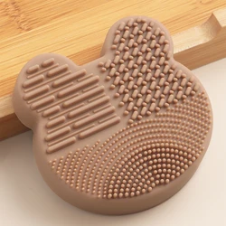 Silicone Bear - Shaped Portable Makeup Brush Cleaner - Cute and Compact Cleansing Tool (Brown)