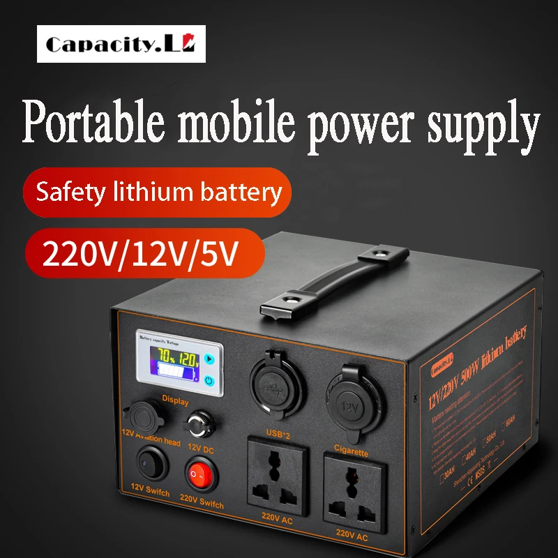 

500W Portable Power Station, 220V Powerbank, Outdoor Rechargeable Lithium Battery Pack for Camping,