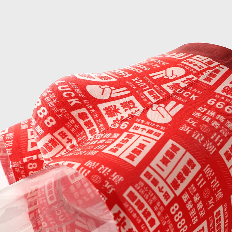 CMENIN 3pcs New Year Red Print Men Underwear Boxers 7A Antibacterial Cotton Crotch Men's Panties Boxershorts Mens Boxer Shorts