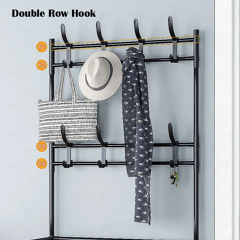 Floor Clothes Rack Multi-functional Shoes Organizer Shelves Indoor Balcony Home Furniture Shoe Cabinet DIY Large Hat Coat Rack