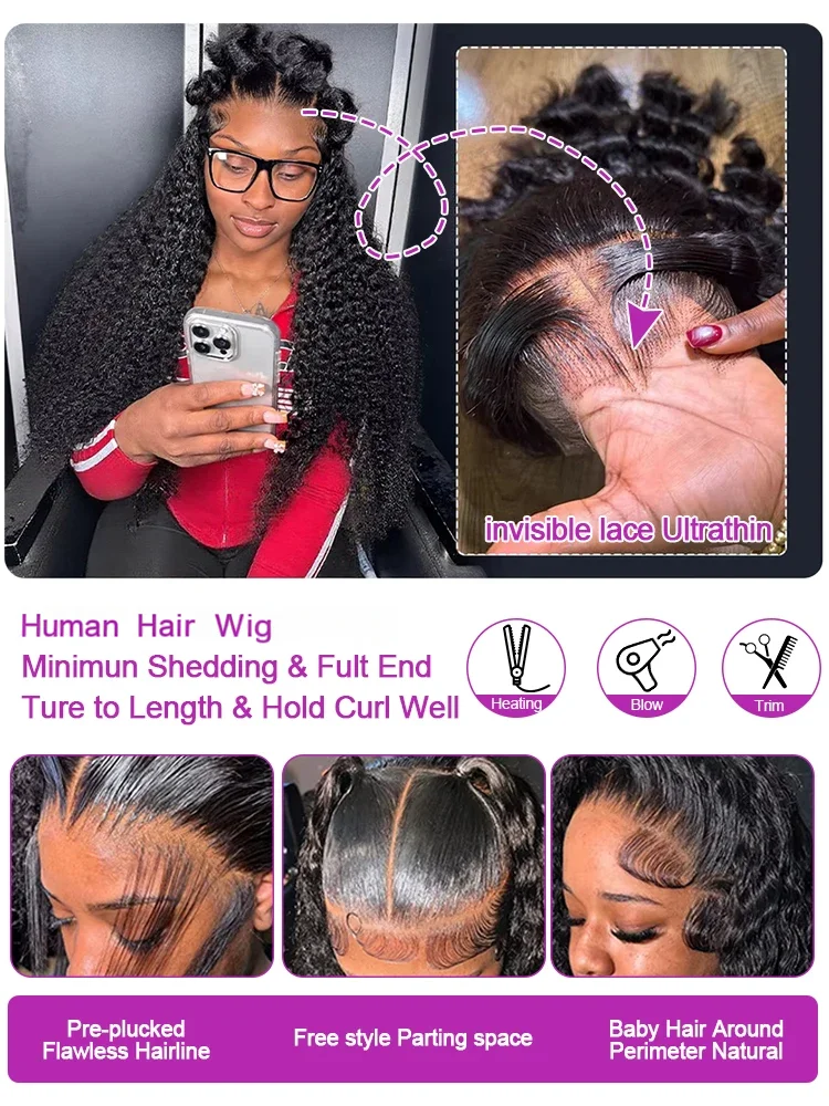 Deep Water Wave Wigs 13x4 HD Transparent Lace Front Human Hair Wigs 13x6 Lace Frontal Wig 300% Glueless Human Hair Curly Wigs 5