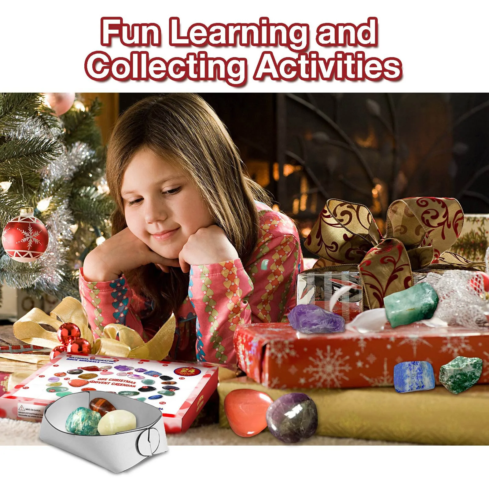 Christmas Advent Calendar for Kids Rock Collection 2025 With 24 Gemstones For Friend