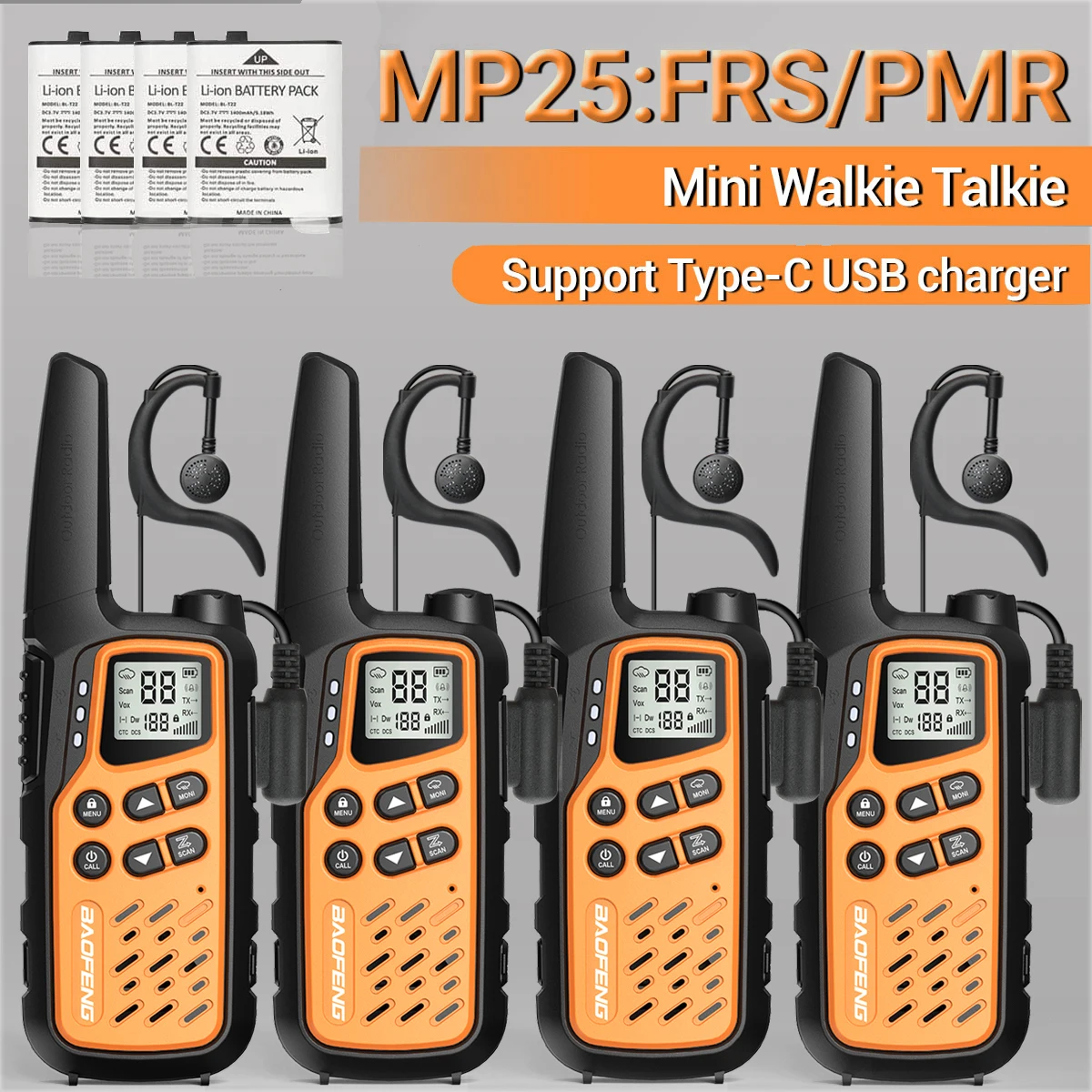 Long Range Walkie Talkies for Adults Two-Way Radios with 22 Channels FRS  VOX Scan LCD Display with LED Flashlight for Field - AliExpress