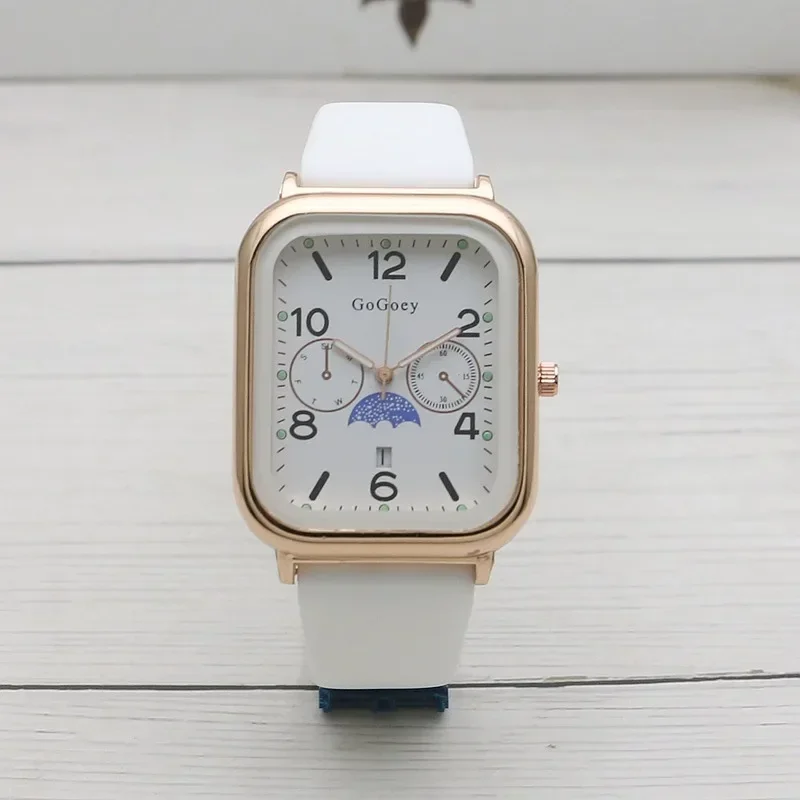 Famous Brand Women Calendar Watch Rectangular Luminous Ladies Quartz Watches Silicone Strap Wristwatch Relojes Para Mujer 2