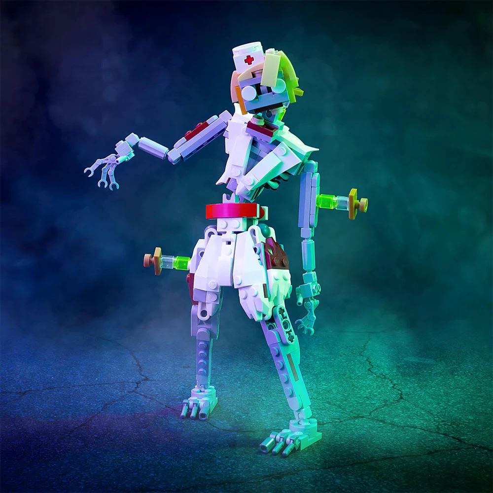 

MOC Halloween Zombie Nurse Figure Scary Ghost Building Model Kit Haunted House Decor Figurines Brick Toy DIY Kids HalloweenGift
